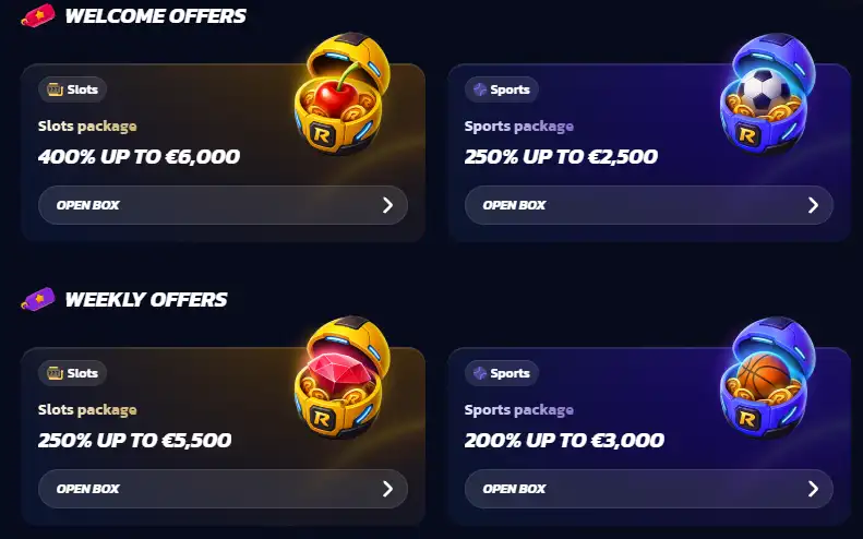rapter casino welcome offers